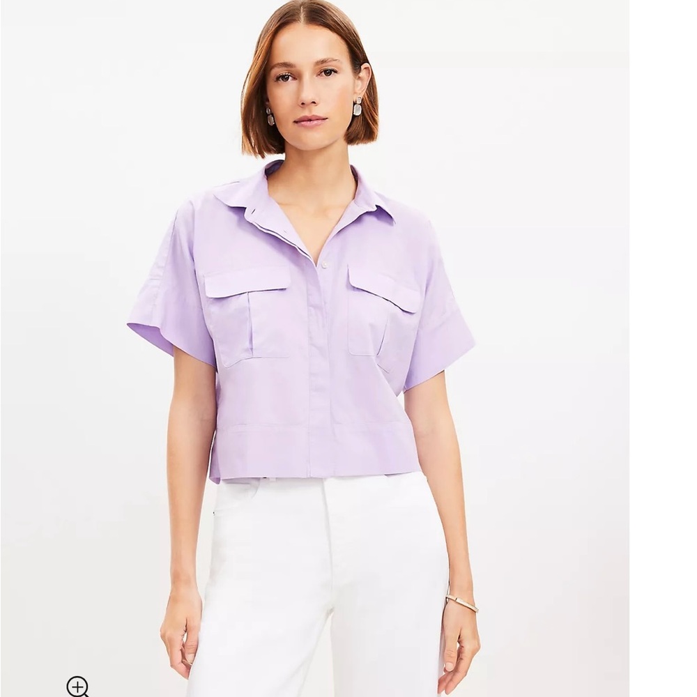 LOFT Light Purple Short Sleeve Shirt